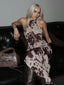 Tie Dye Asymmetrical Halter Maxi Dress