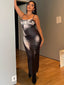 Y2K Tie Dye Print Backless Side Slit Midi Dress