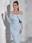 Off-Shoulder Mesh Floral Slim Long Lace Dress