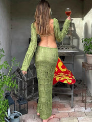 Knitted Cutout See Through Maxi Dress