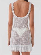 V-neck Backless Lace Slim Fit Mini Dresses