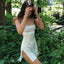 Backless Side Slit Silk Halter Sleeveless Mini Slip Dress