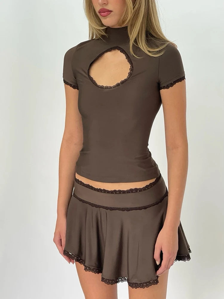 Turtleneck Mini Skirt Knit Set Main image