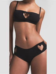 Heart Hollow Simple Vacation Camisole Two Piece Shorts Set