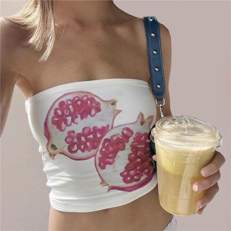 Flower Print Boat Neck Strapless Main image