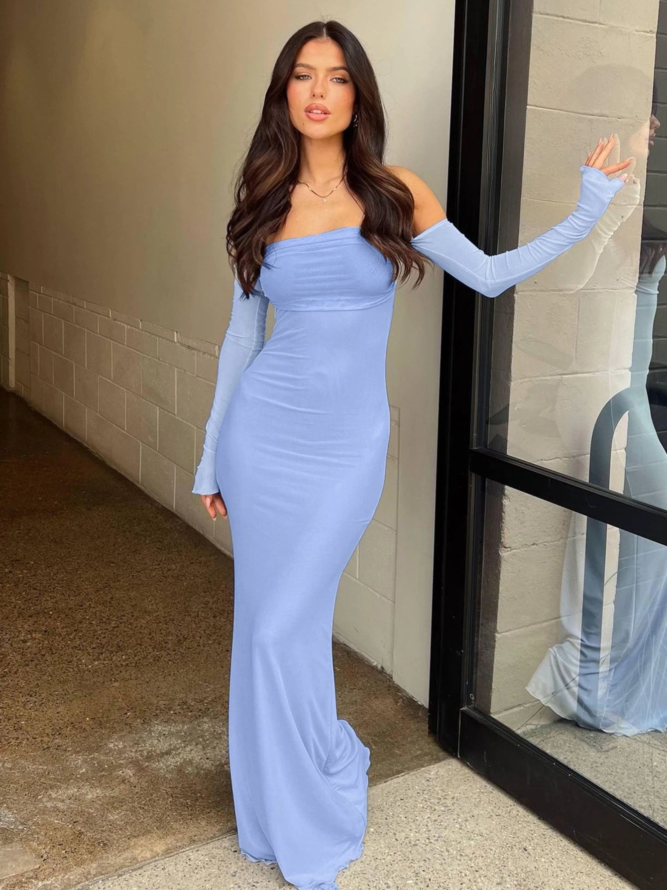Strapless Patchwork Backless Maxi Dress Secondary image