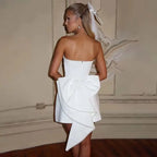 Pearl Bow Waist Wrap Backless Mini Dress