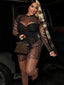 Leopard Print See Through Mini Party Dress