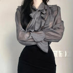 Chiffon Bow Office Lady Casual Blouse