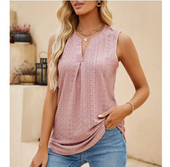 Hollow Out V-neck Sleeveless T-shirt