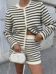 Zebra Cardigan Patchwork Short Suit