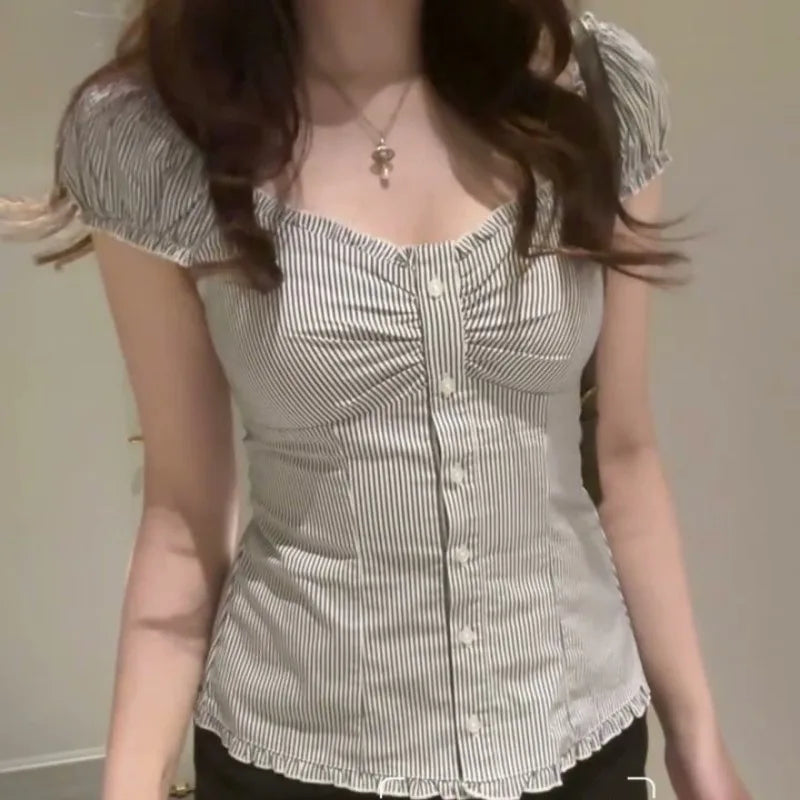 Y2K Stripes Ruffle Blouse Secondary image