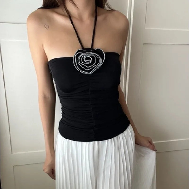 Pleated Flower Tube Sleeveless Cami Top Secondary image