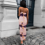Slim Fit Bag Hip Print Long Sleeve Midi Dress