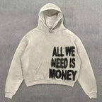 Dark Off Shoulder Pullover Hoodie