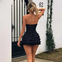 Rivet Wrap Strapless Ball Gown Summer Dress