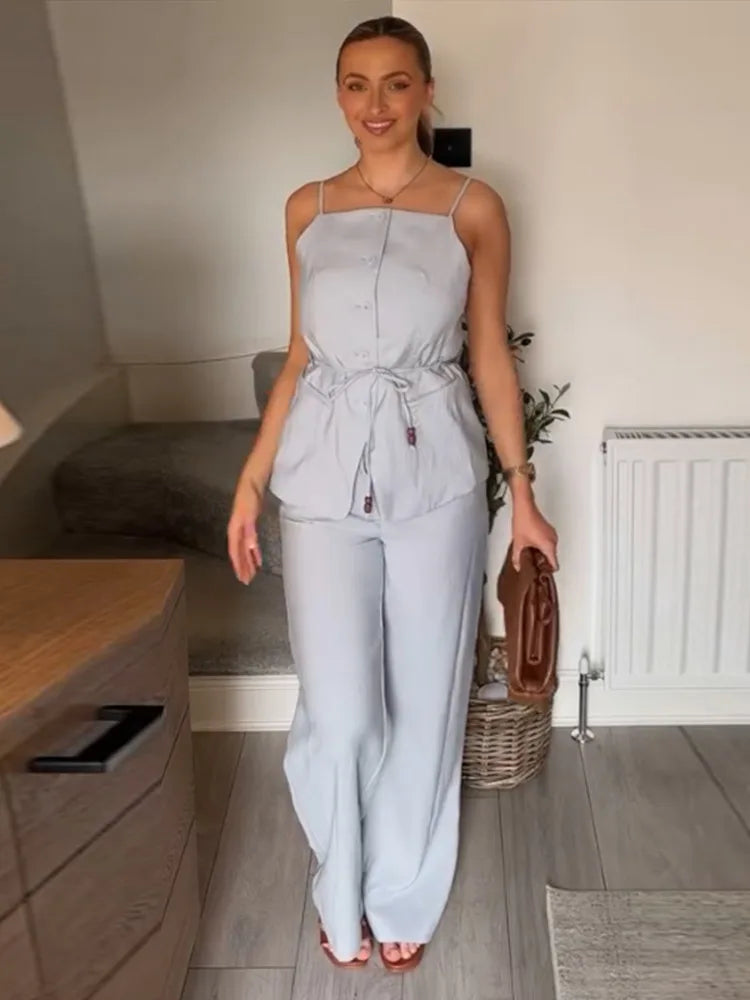 Lace-Up Backless Pant Suit Main image