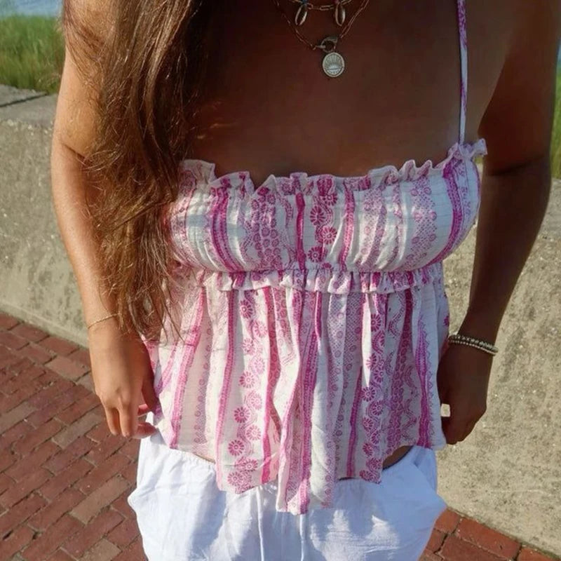 Peplum Spaghetti Strap Boho Aesthetic Cami Top Secondary image
