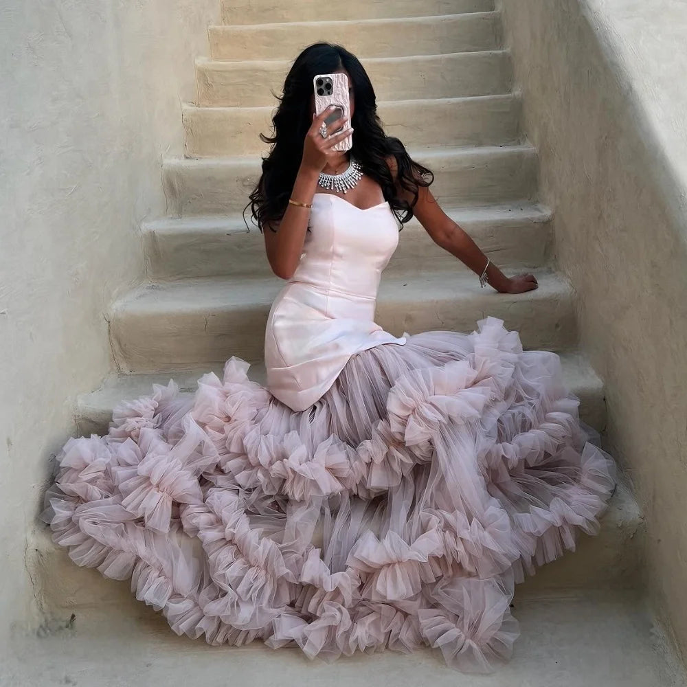 Net Pleated Sweetheart Maxi Dress Main image