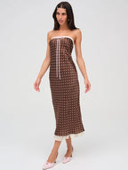 Strapless Backless Lace Midi Dress