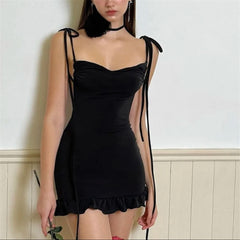 Lace Up Open Back Slim Fit Mini Dress