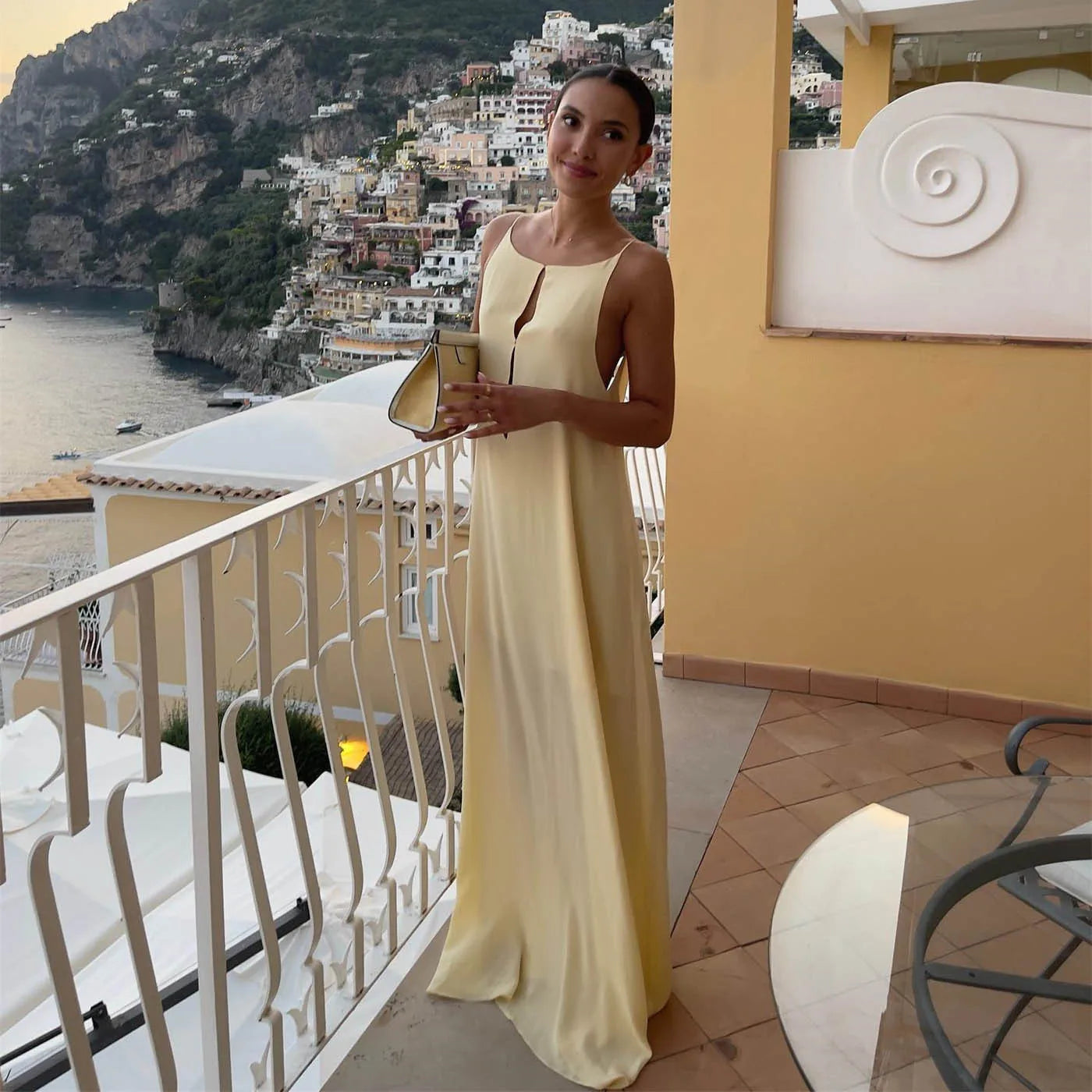 Open Back Sleeveless Cut Out Satin Slip Dress Main image