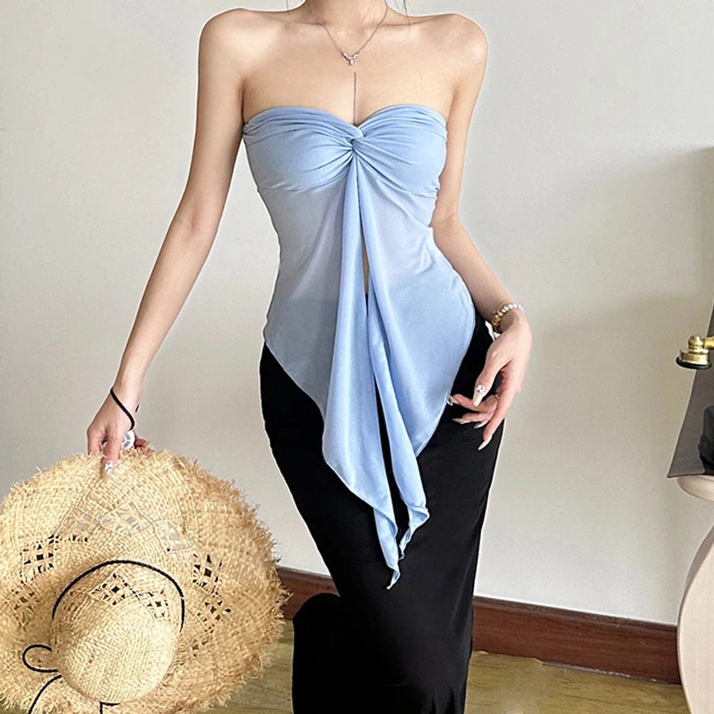 Leopard Print Asymmetrical Strapless Main image
