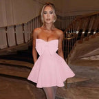 Pearl Bow Waist Wrap Backless Mini Dress