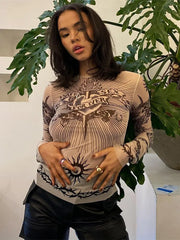 Summer Fashion Long Sleeve Sheer Top