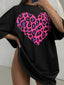 Leopard Heart Print Cotton T-shirt
