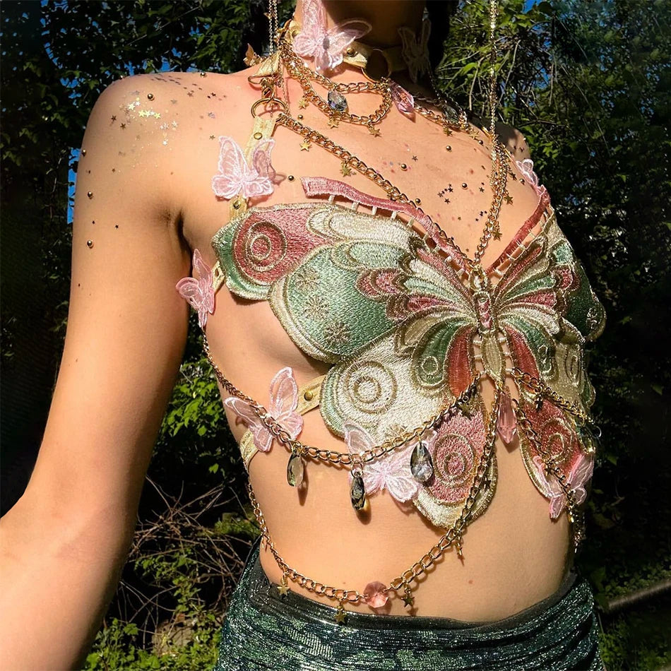 Butterfly Crystal Embroidery Cami Top Secondary image