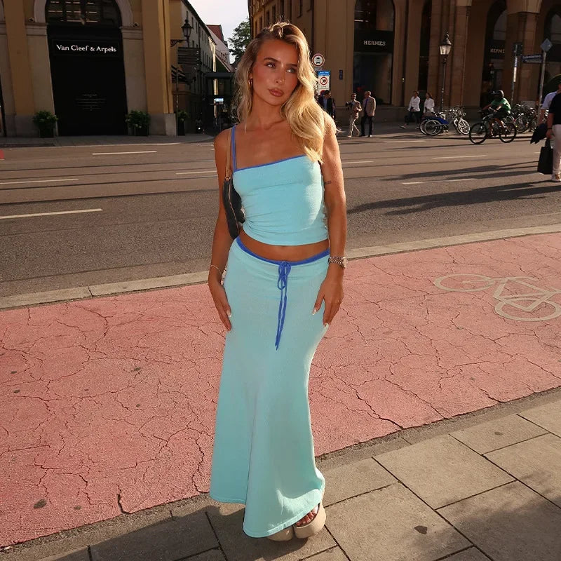 Solid Color Sleeveless Cropped Two Piece Pants Set Main image