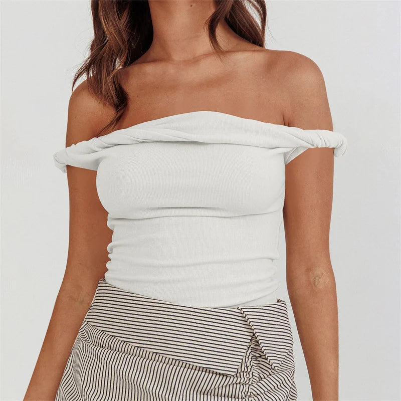 Slim Fit Solid Color Strapless Main image