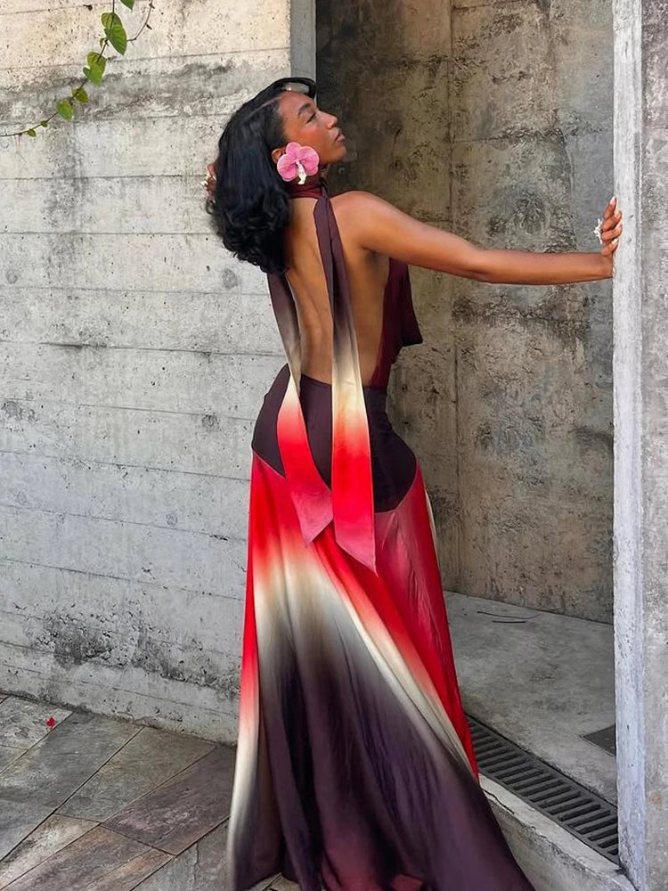 Patchwork Tassel Halter Maxi Dress Main image