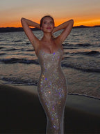 Sequin Diamonds Fishtail Maxi Dress