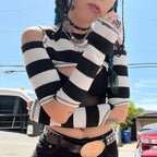 Gothic Hollow Out Long Sleeve Sheer Top