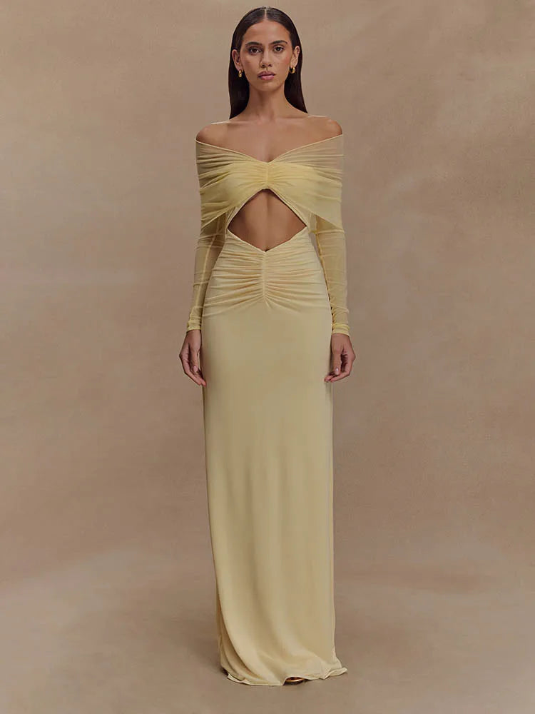 Hollow Out Ruched Maxi Prom Dress Main image