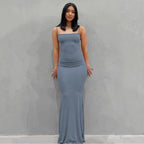 Satin Backless Bodycon Maxi Slip Dress