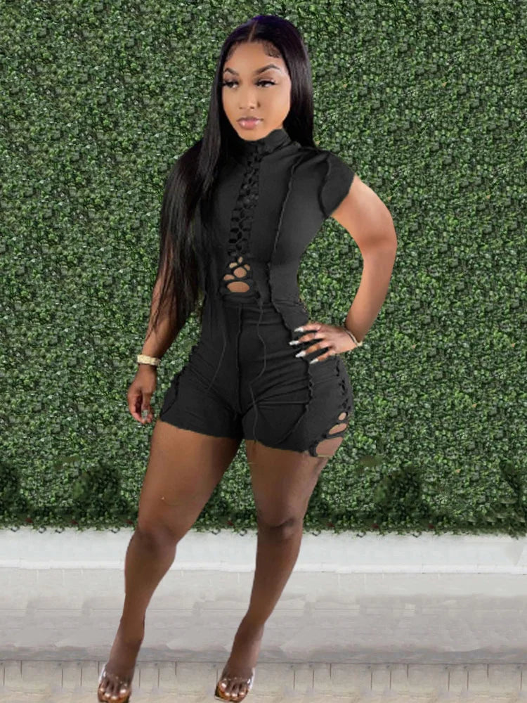 Green Short Sleeve Bandage Romper Secondary image
