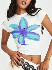 Floral Print Slim Fit Crop Top
