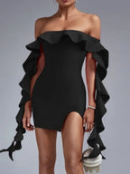 Ribbon Strapless Backless Mini Party Dress