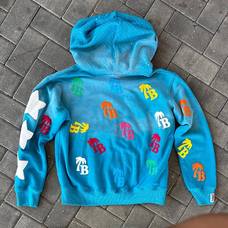 Letter Print Zip Up Hoodie Secondary image