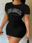 Letter Print Slim Fit Short Sleeve Mini Dress