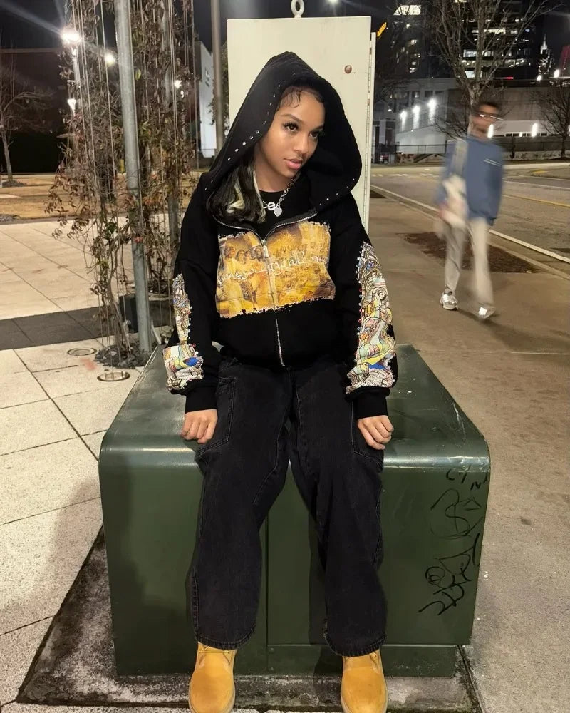 Cartoon Print Oversized Hoodie Main image