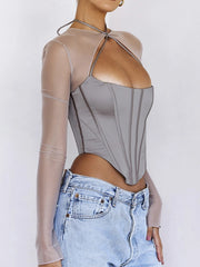Asymmetrical See Through Sheer Top