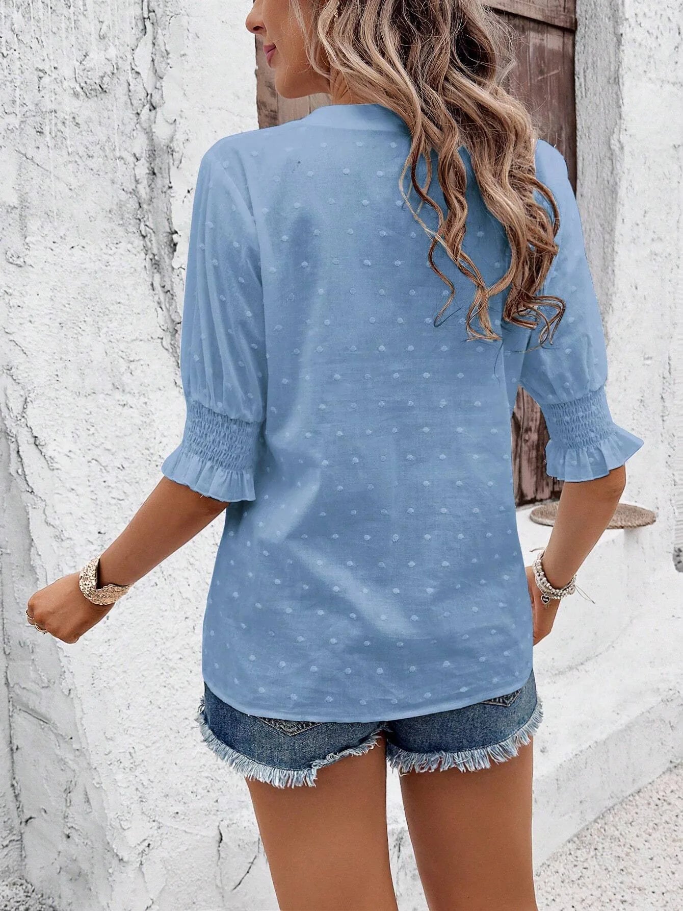 Floral Embroidery Lace Swiss Dot Blouse Secondary image