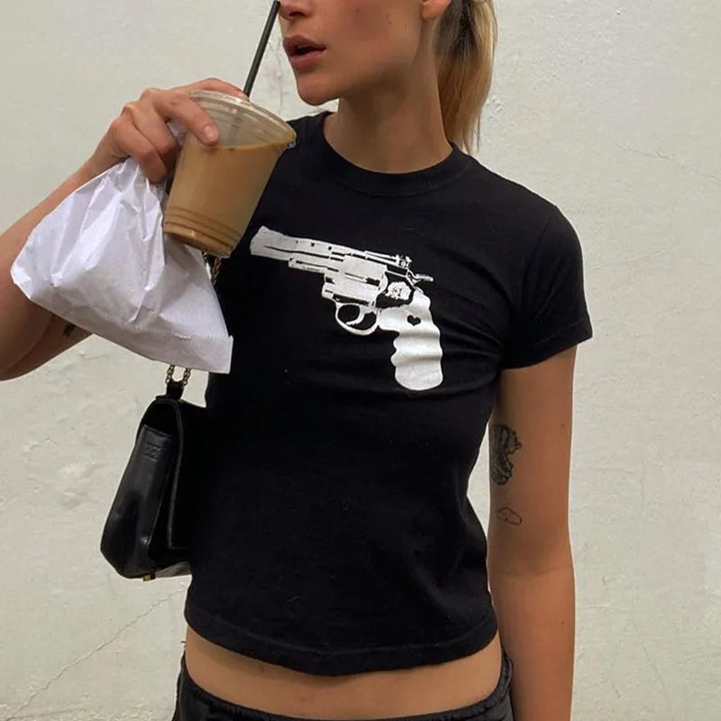 Gothic Grunge Print Kpop Crop Top Main image