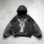 Oversized Gothic Print Hoodie