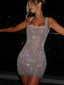 Glitter Square Collar Backless Party Dress