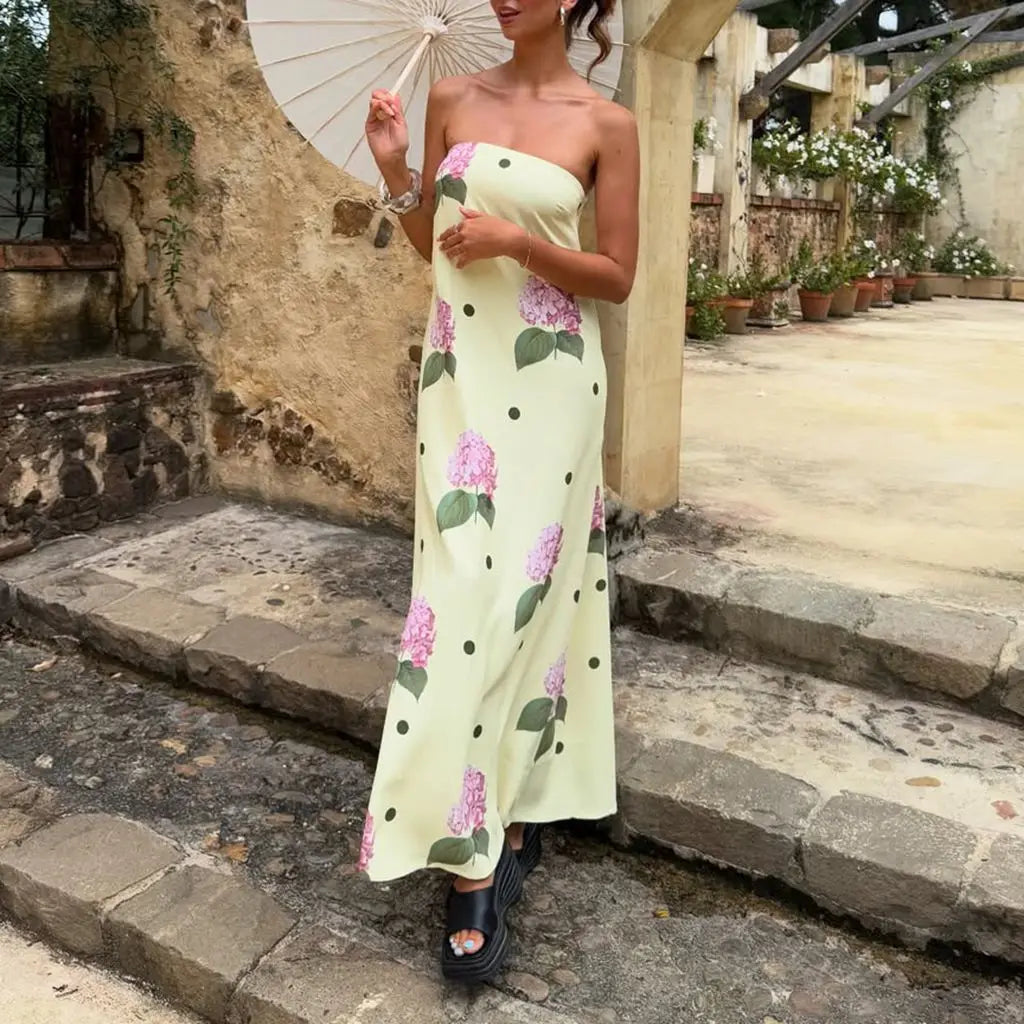 Strapless Loose Fit Tube Floral Dress Secondary image